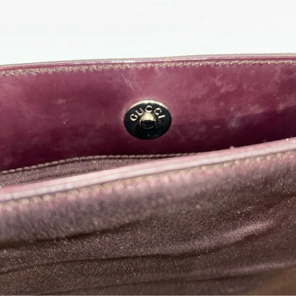 Gucci Dark Purple Satin Shoulder Bag with Bamboo Handle Vintage 1990s - Picture 9 of 13